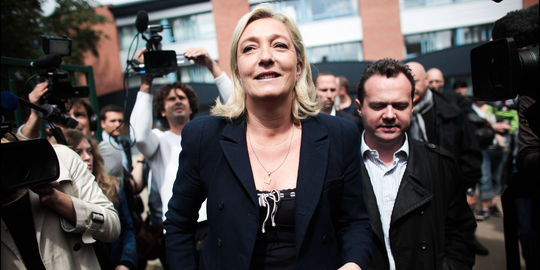 Marine Le Pen, à Hénin-Beaumont (Pas-de-Calais) le 17 juin.